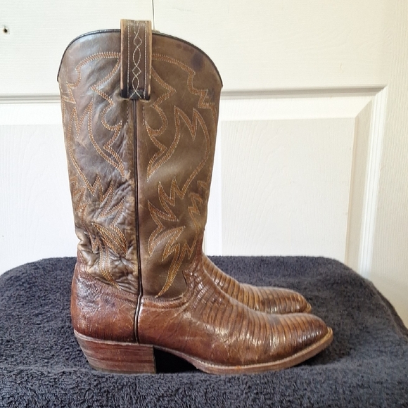 Wrangler W.B. Masterson Leather Snake Lizard Western Cowboy Boots-8D/11 - Picture 6 of 14